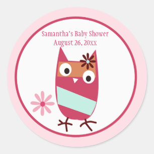 Little Owl Personalized Baby Shower Favour Sticker
