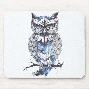 Little Owl Tattoo Flash Idea Cartoon Owl Mouse Pad