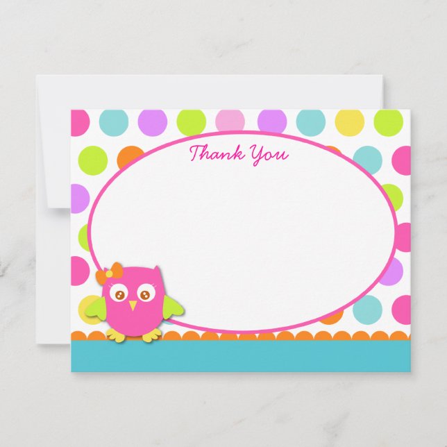 Little Owl Thank You Note Cards (Front)