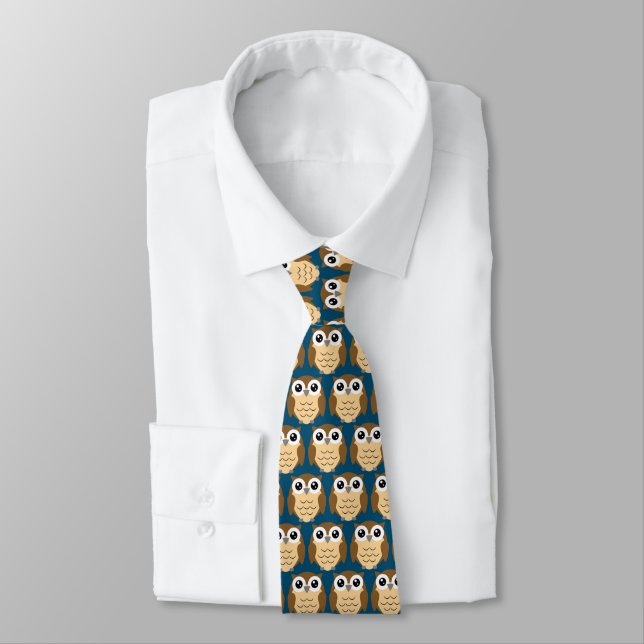 Little Owls Design Necktie (Tied)