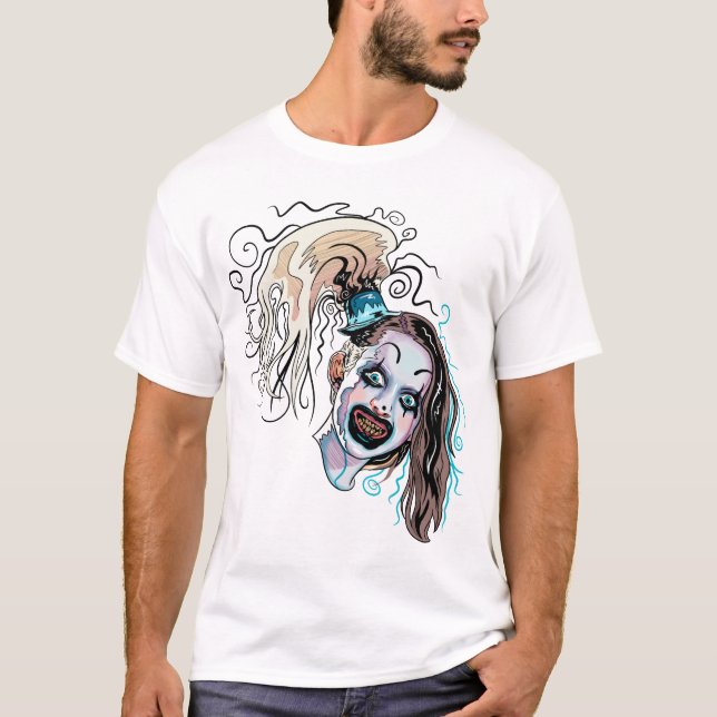 Little Pale Girl Spooky Clown Horror Movie Art Ter T-Shirt (Front)