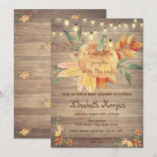 Little Pampkin,Lights,Wood Baby Shower Invitation