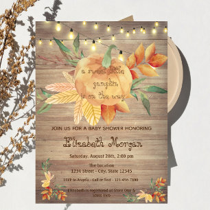 Little Pampkin,Lights,Wood Baby Shower Invitation