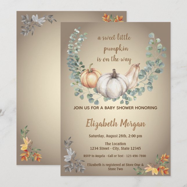 Little Pampkins,Leaves,Autumn Baby Shower Invitation (Front/Back)