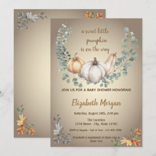 Little Pampkins,Leaves,Autumn Baby Shower Invitation