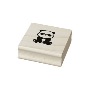 Little Panda Bear Sitting Down Rubber Stamp