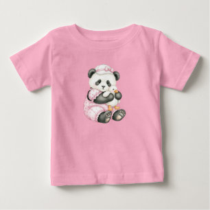 Little panda in a pink jumpsuit by Natasha Us Baby T-Shirt