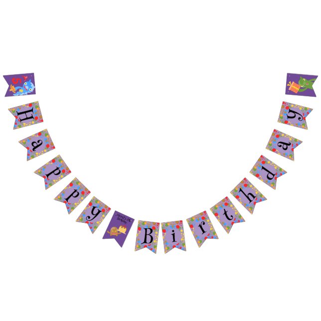 Little Party Monster and confetti Birthday Party Bunting Flags (All)