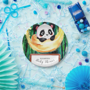 Little Pastel Enchanted Panda Baby Shower Paper Plate