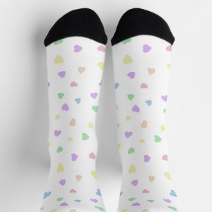 Little Pastel Hearts on White Unisex Socks