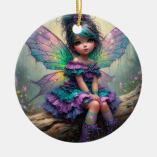 Little pastel themed fairy ceramic ornament