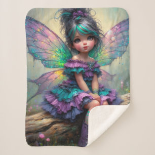 Little pastel themed fairy sherpa blanket
