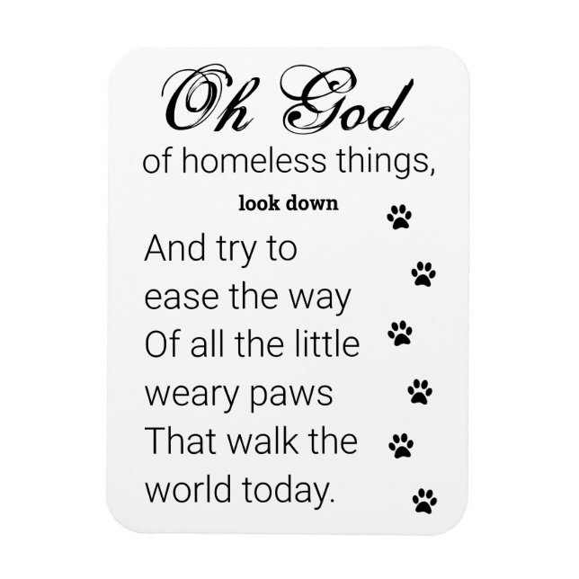 Little Paws Prayer for Homeless Dogs & Cats Magnet (Vertical)