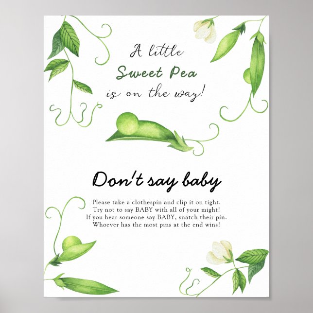 Little Pea Baby Shower - Don't say baby Poster (Front)