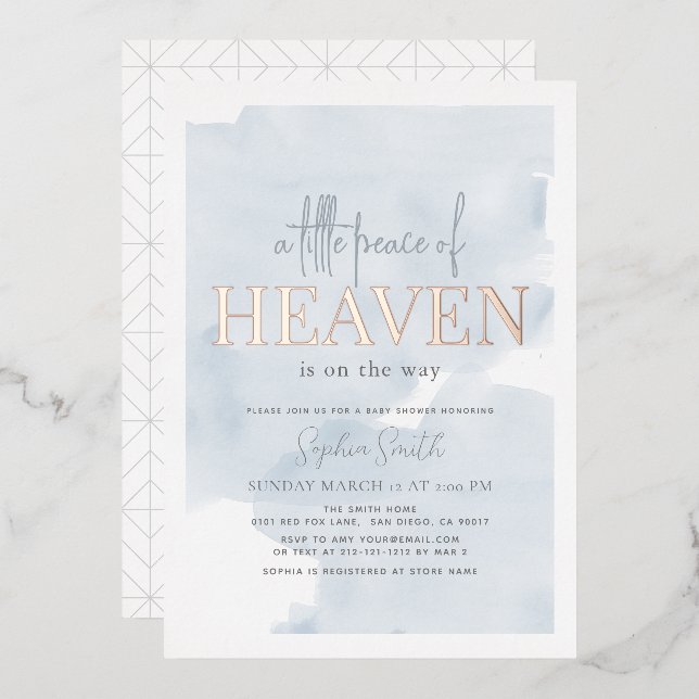 Little Peace of Heaven Blue Sky Boy Baby Shower (Front/Back)