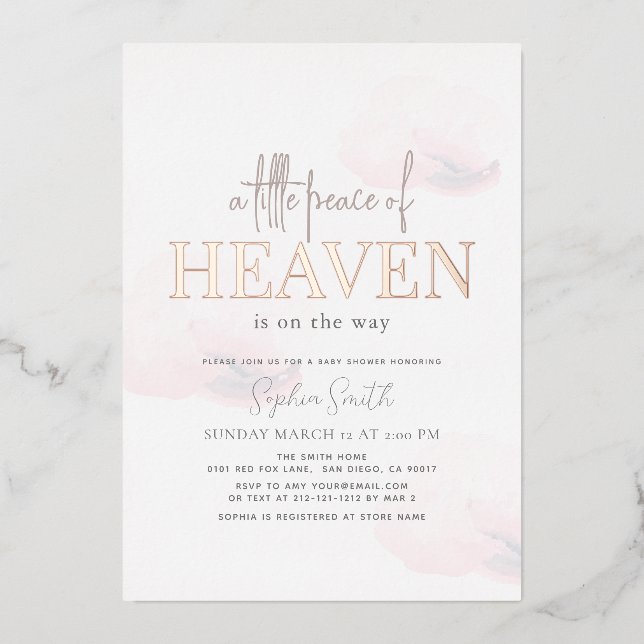 Little Peace of Heaven Pink Cloud Girl Baby Shower (Front)