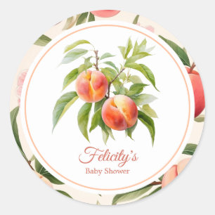 Little Peach Baby Shower Classic Round Sticker