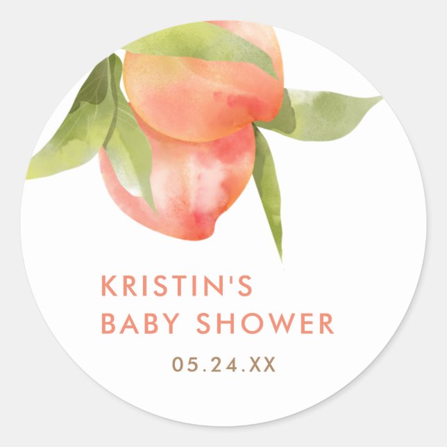 Little Peach Baby Shower Thank You Favour Stickers (Front)
