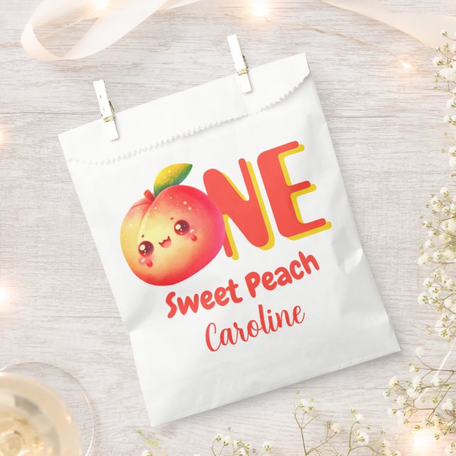  Little Peach Cute First Birthday Favour Bag (Clipped)