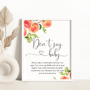 Little peach Don't say baby shower game Poster