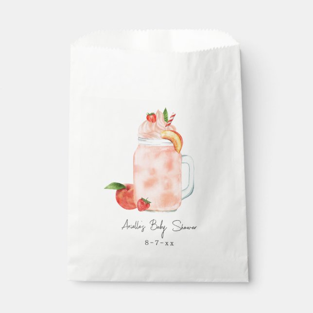 Little Peach Fruit Smoothie Girl Baby Shower Favour Bag (Front)
