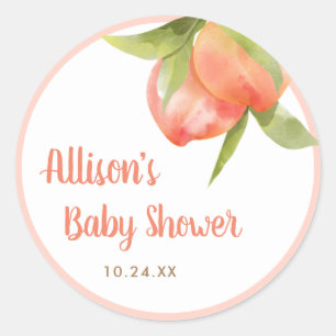 Little Peach Girl Baby Shower Favours Classic Round Sticker