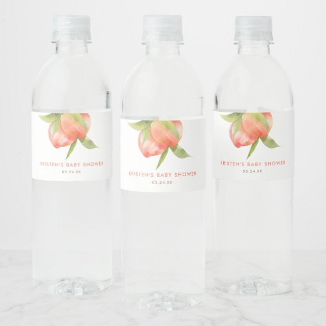 Little Peach Girl Baby Shower Favours Water Bottle Label (Bottles)
