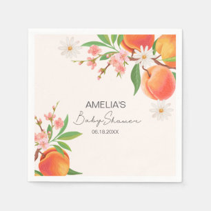 Little Peach Is On The Way girl Baby Shower Napkin