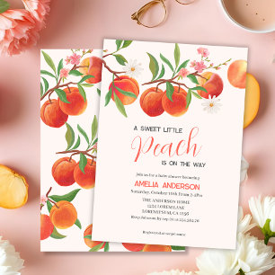 Little Peach Is on the Way Peach Theme Baby Shower Invitation