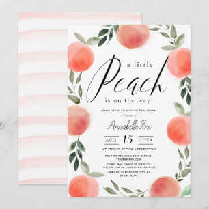 Little Peach Watercolor Virtual Baby Shower Invitation