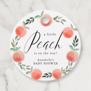 Little Peach Watercolor Wreath Baby Shower Favour Tags