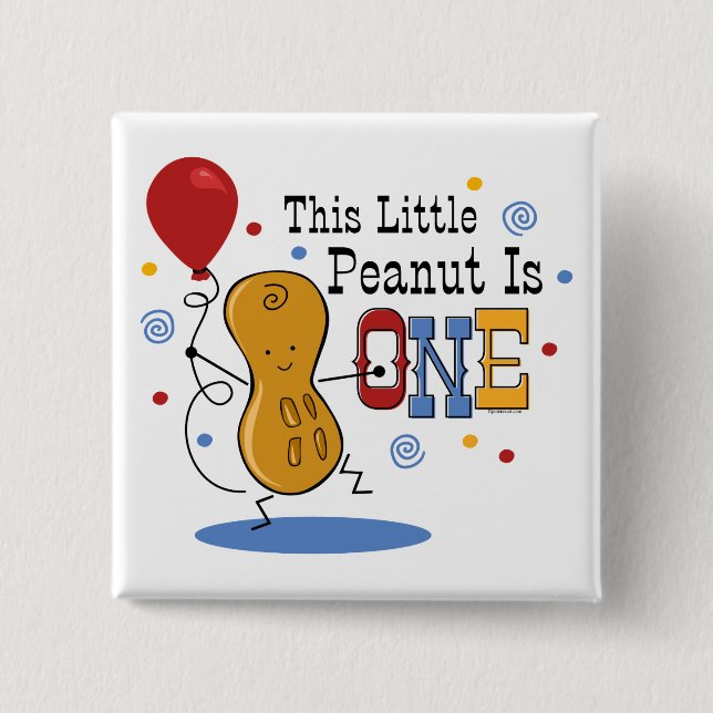 Little Peanut 1st Birthday 2 Inch Square Button (Front)