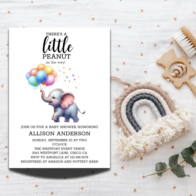 Little peanut baby elephant baby shower invitation (Creator Uploaded)