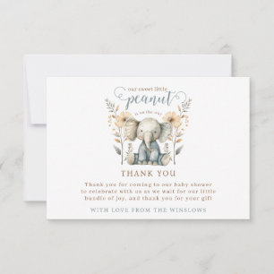 Little Peanut Baby Elephant Baby Shower Thank You Card