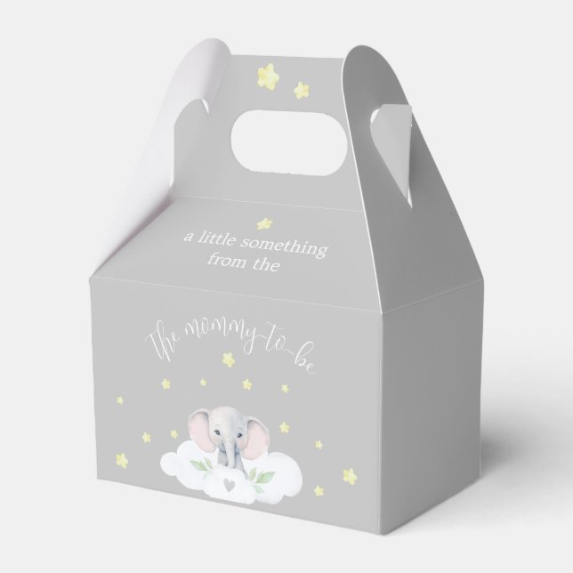 Little Peanut Baby Shower Gender Neutral Elephant Favor Box (Front Side)