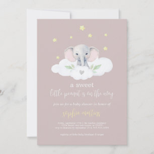 Little Peanut Baby Shower Invitation Pink Elephant