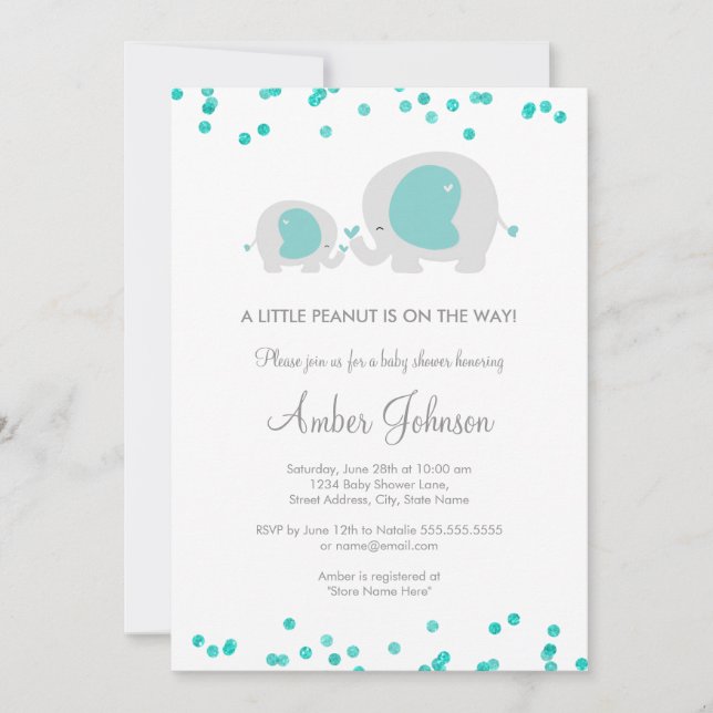 Little Peanut Blue Baby Shower Invitation (Front)