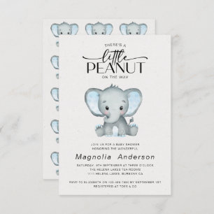 Little Peanut Blue Elephant Baby Shower Invitation