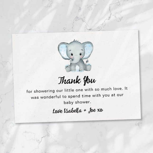 Little Peanut Blue Elephant Baby Shower Thank You Card (Creator Uploaded)