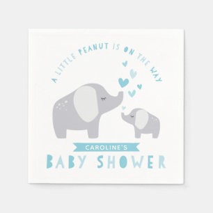 Little Peanut Elephant   Baby Shower   Blue Napkin
