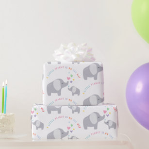 Little Peanut Elephant   Baby Shower   Rainbow Wrapping Paper
