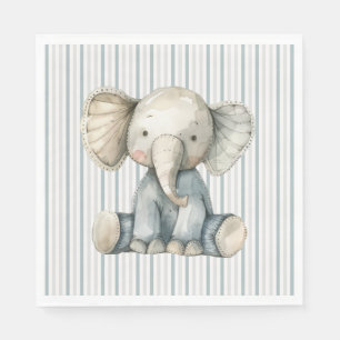 Little Peanut Elephant Blue Striped Baby Shower Napkin