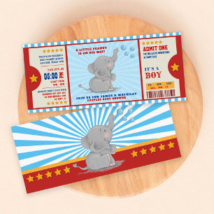 Little peanut elephant Ticket Couples Baby Shower Invitation