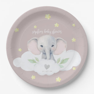 Little Peanut Girl Baby Shower Pink Elephant Paper Plate