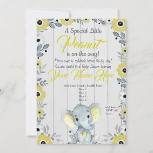 Little Peanut Yellow Rustic Baby Shower Invitation
