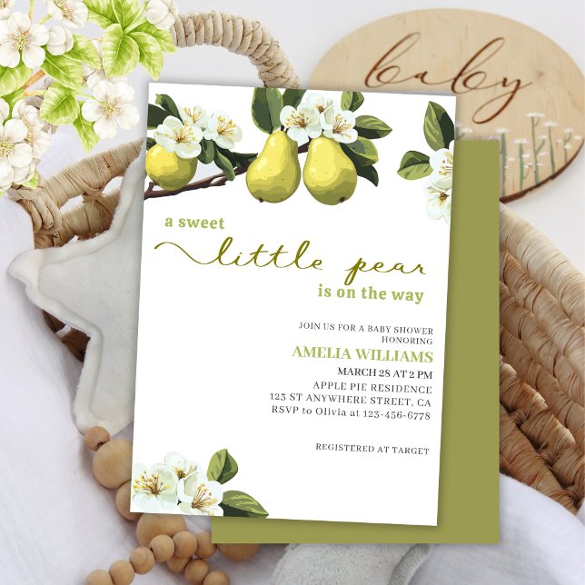 Little Pear is on the way fruit theme baby shower Invitation (Creator Uploaded)