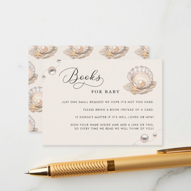 Little Pearl Baby Shower Book Request Enclosure (Front/Back In Situ)