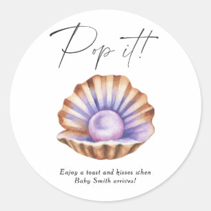 Little Pearl Baby shower - Pop it! Classic Round Sticker
