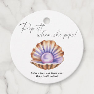 Little Pearl Baby shower - Pop it! When she pops! Favour Tags