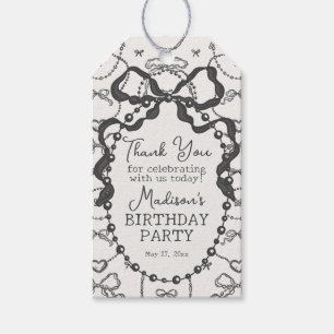 Little Pearl Black Coquette Bow Baby Shower Favour Gift Tags